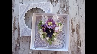 Purple lace and flowers shabby chic card