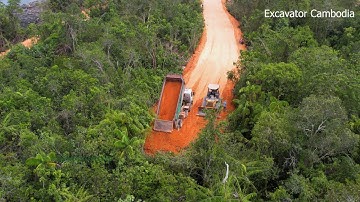 Part 4 the best showing skill techniques heavy bulldozer pushing red soil building new road