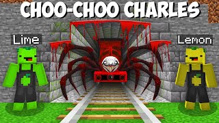 LEMON and LIME FOUND SCARY TRAIN TUNNEL WITH CHOOCHOO CHARLES in minecraft ! SCARY TRAIN MOB !