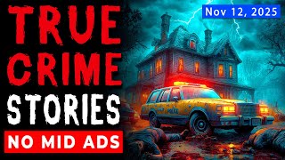 6+ HOURS of TRUE Crime Stories for Sleep | 🛑 NO ADS | Black Screen with Rain Sound Vol. 12