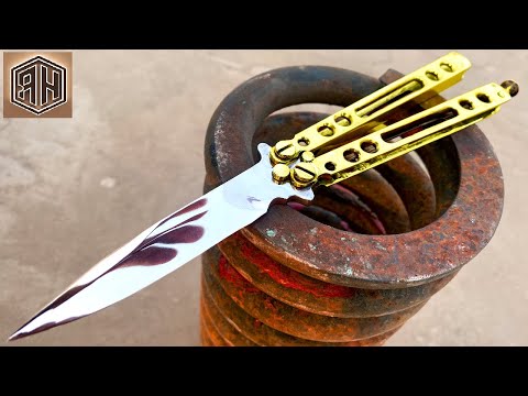 Rusted Spring FORGED into a beautiful Butterfly knife