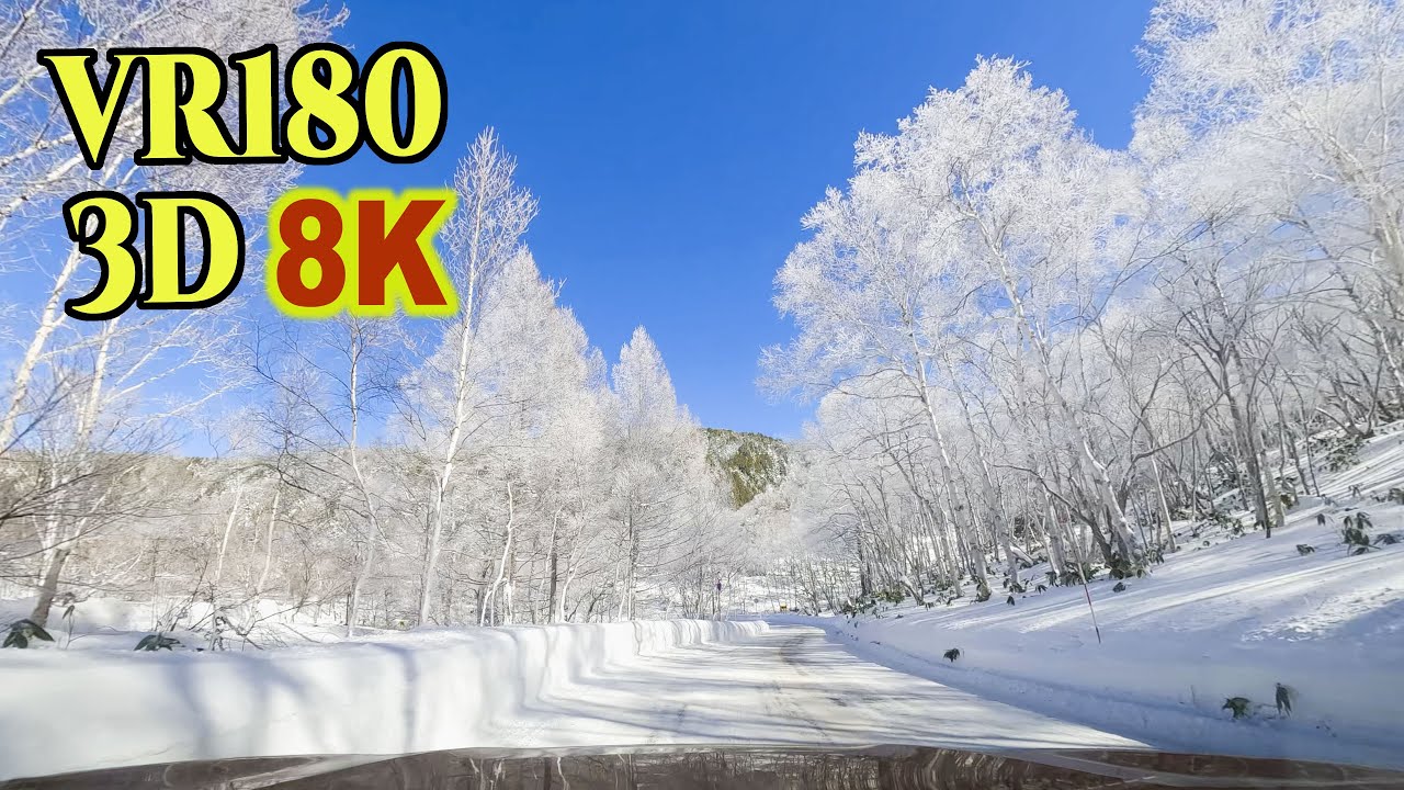 [ 8K60p 3D VR180 ] 車載動画：志賀高原 雪道の絶景  In-vehicle video of a snowy road in Shiga Hilands,Nagano,Japan