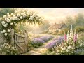 English Cottage Garden Gate 🌿 4K Samsung Frame TV Art | White Rose Oil Painting Wall Art Screensaver