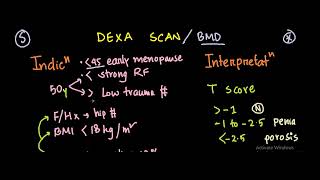 DEXA scan/BMD study (Indications and interpretation)