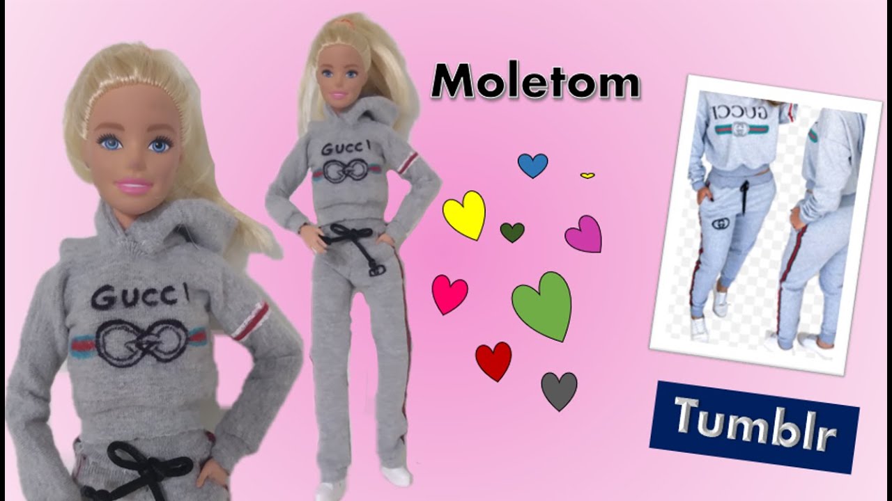 Como fazer moletom gucci com capuz para Barbie D.I.Y sweatshirt for dolls