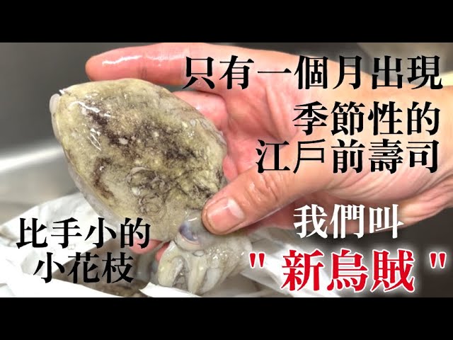 【剛開始叫新烏賊】本來花枝,但小小的時候味道完全不一樣,只有夏天的一個月才會出現,也是有魅力的江戶前壽司,解釋處理方法跟小故事 縮圖