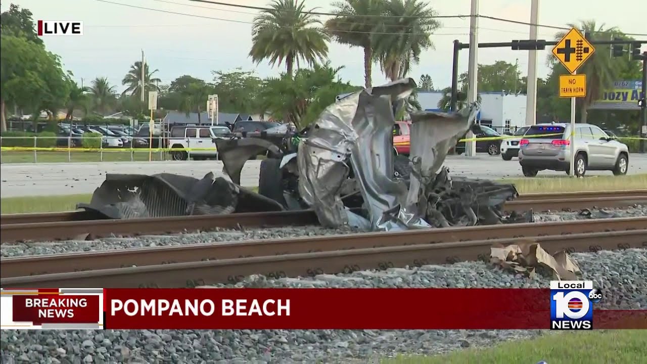 Driver rushed to hospital after car struck by train in Pompano Beach ...