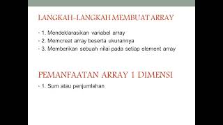 PENJELASAN TENTANG ARRAY 1 DIMENSI DAN ARRAY 2 DIMENSI (AGHNIA JACINDA R XI.2)