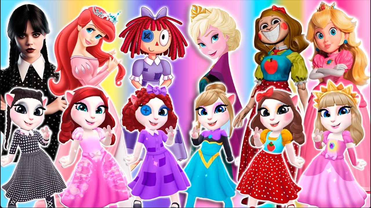My talking angela 2 | Ragatha Vs Barbie Vs Ariel Vs Wednesday VS Miss Delight Vs Pr Peach