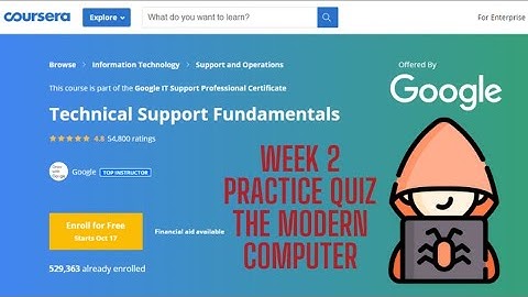 Google IT Support Technical Support Fundamentals Week1 Coursera The Modern Computer Quiz Solutions