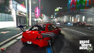DRIFT run trough Los Santos at RAINY NIGHT  - GTA 5 DRIFTING