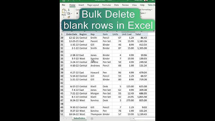 Bulk delete blank rows in Excel #shorts