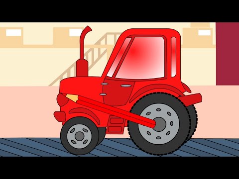 Мультик про трактора. Раскрашиваем трактора и учим цвета.