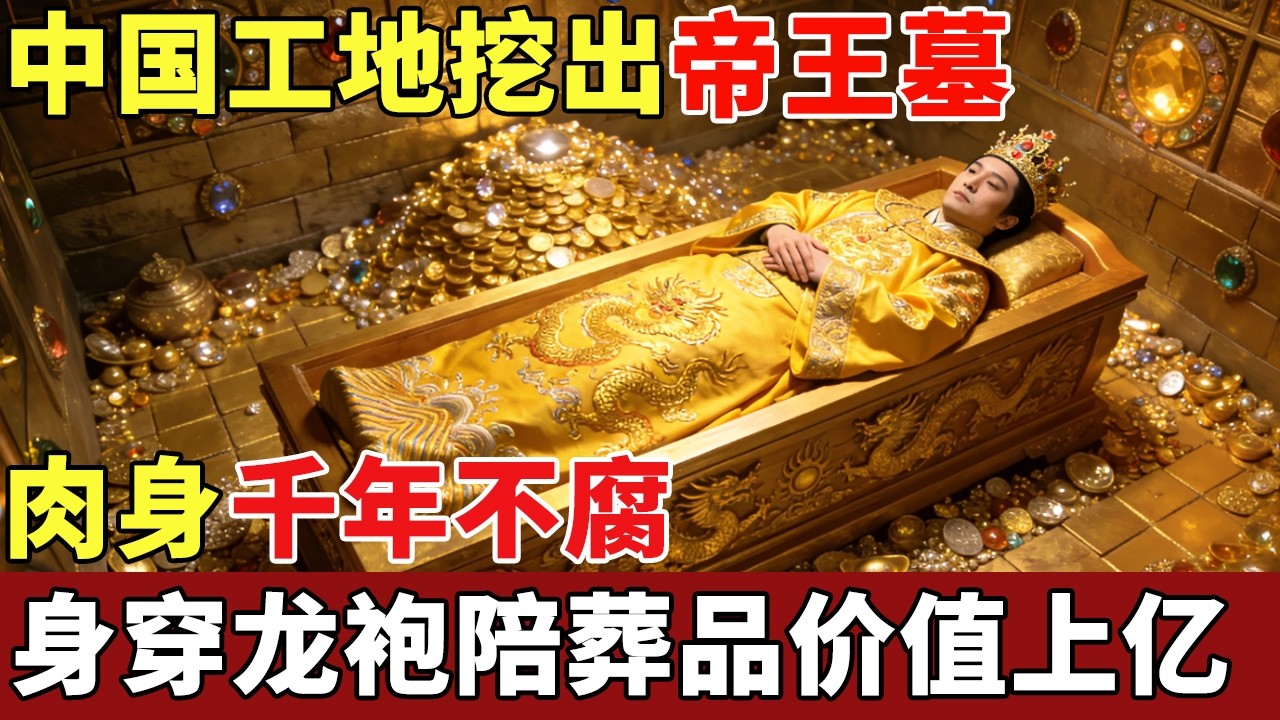 中国工地挖出帝王墓，肉身千年不腐，身穿龙袍陪葬品价值上亿，谁料历史上根本查无此人【揭秘】