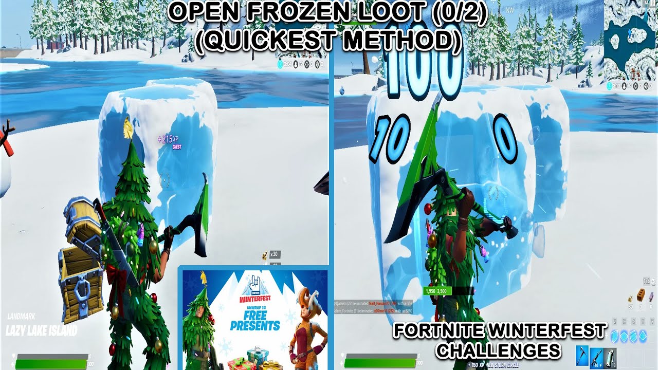 Open Frozen Loot(Quickest Method) | Fortnite Winterfest Challenges Day 9