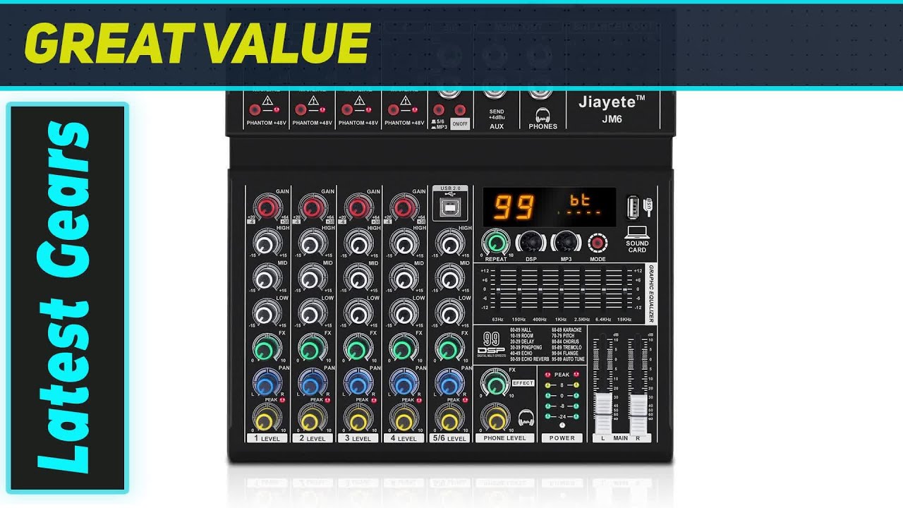 Jiayete JM6 6 Channel Mixer: Ultimate Sound Board for Streaming