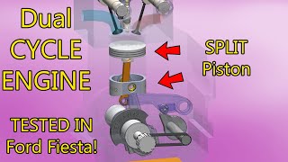 Analyzing The Split Piston Engine in 3D. 🤯 Dual Cycle D // 2 and 4 Strokes Combined // 3D Animation screenshot 3