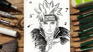 naruto uzumaki beginners pencil draw simple tutorial