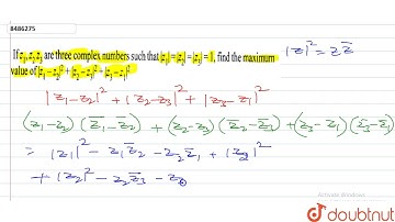 If `z_1,z_2,z_3` are three complex numbers such that `|z_1|=|z_2|=|z_3|=1`, find the maximum value
