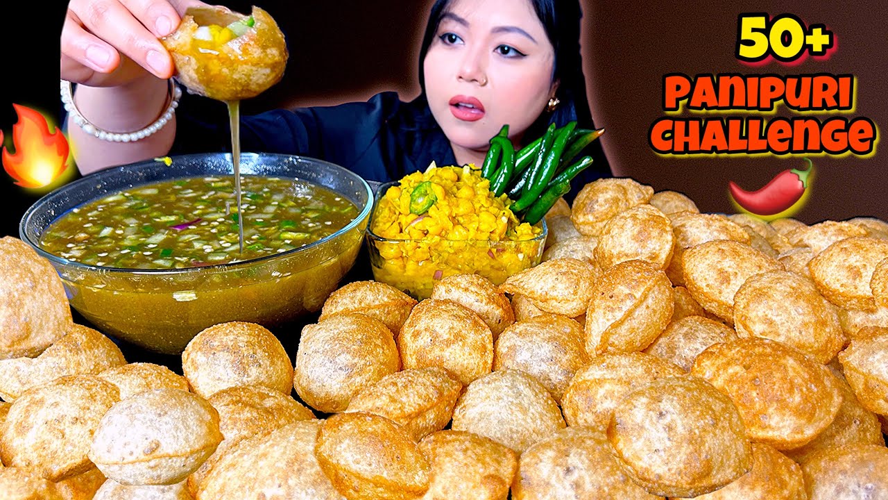 Eating 50+ 🔥 Spicy Pani Puri Challenge 😱 | ASMR Mukbang