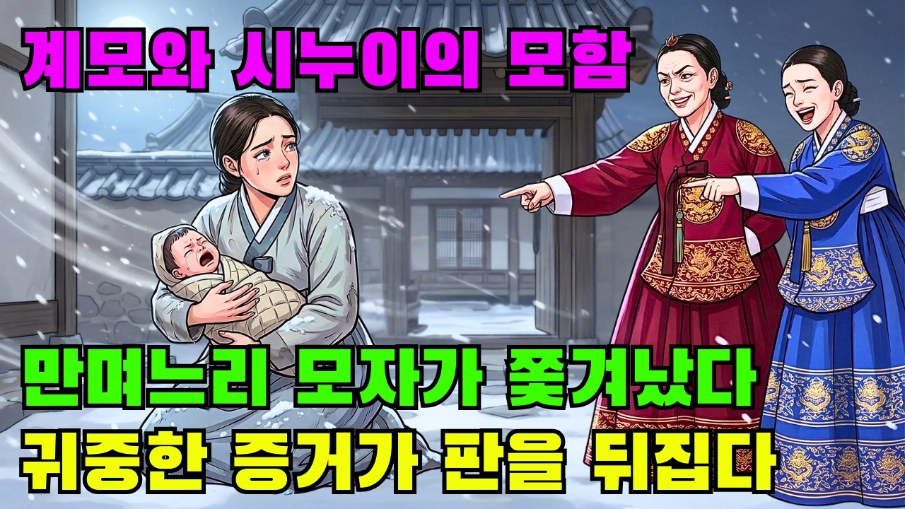 계모와 시누이가 만며느리 모자를 눈보라 치던 밤에 모함하여 내쫓았다… 귀중한 증거 하나가 판을 뒤집다 | 야담 | 조선야담 | 민담 | 설화 | 전래동화 | 오디오북