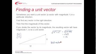 Dea2 further pure core pre-requisites c: vectors - magnitude and unit