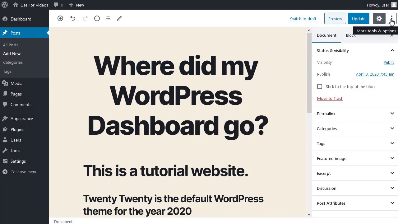 Full screen Mode in WordPress 5 4 - YouTube