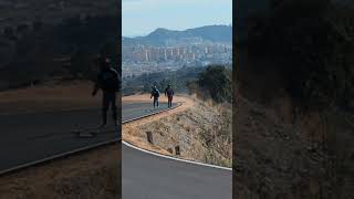 Longboarders crash together at high speed ? downhill skateboarding extreme sport longboard