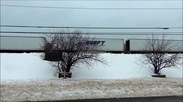 CSX Intermodal Train Westbound on Overhead Tracks