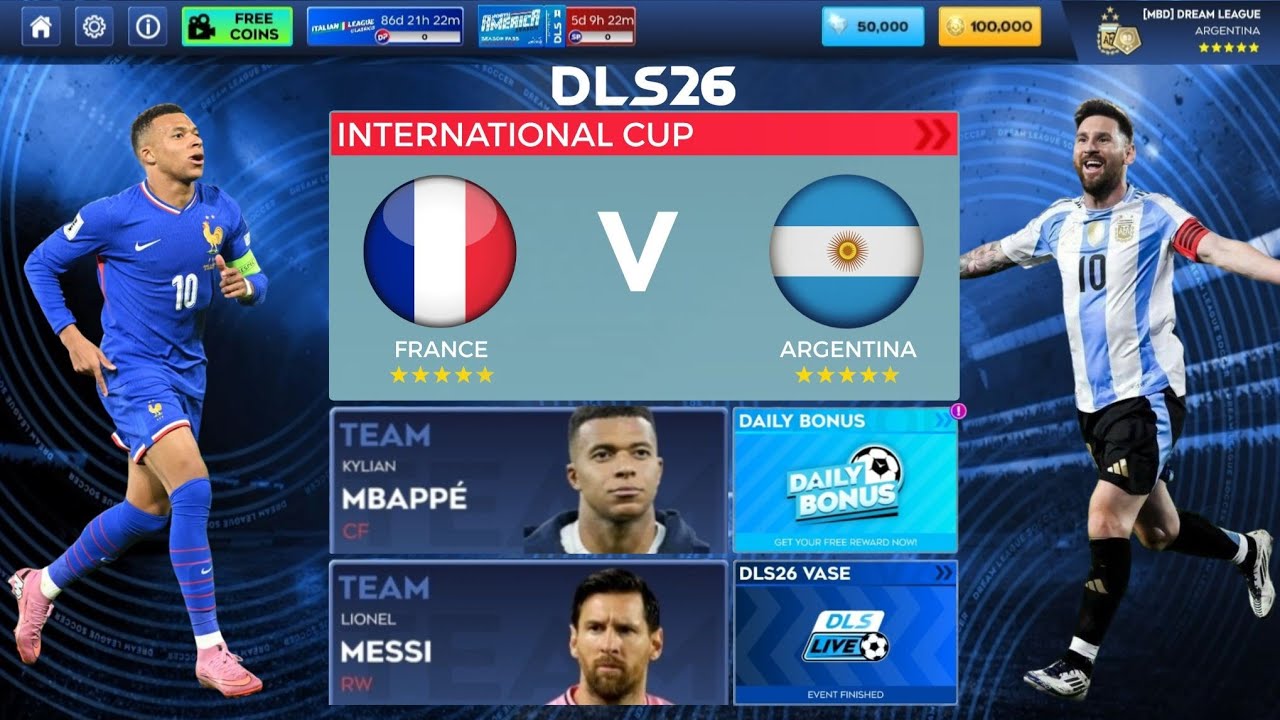 Dls 26 | France vs Argentina | International Cup | Dream League Soccer 2026 Gameplay 