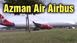 Azman Air Airbus 340  Ex Virgin Atlantic at Bournemouth Airport