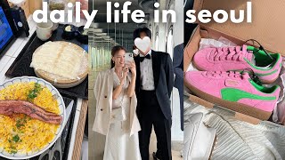 seoul vlog  tuxedo fitting, new hair, flat udon noodles, chanel bag, pink dyson, spring in seoul