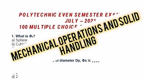 Mosh(Mechanical Operation and Solid Handling) Mcqs 01-25