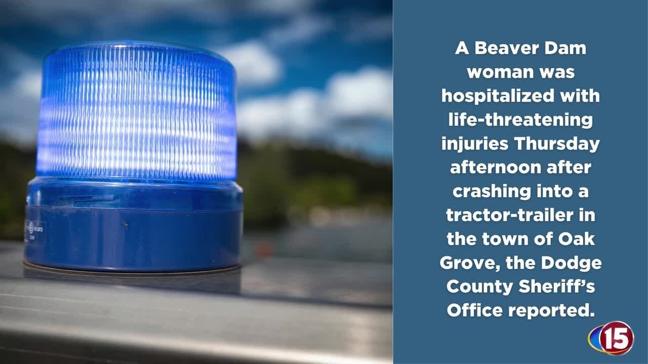 Beaver Dam woman hospitalized with life-threatening injuries after Dodge Co. crash