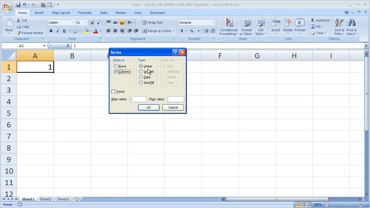 excel-tips-quickly-fill-series-of-numbers-in-a-few-seconds-fill-command-youtube