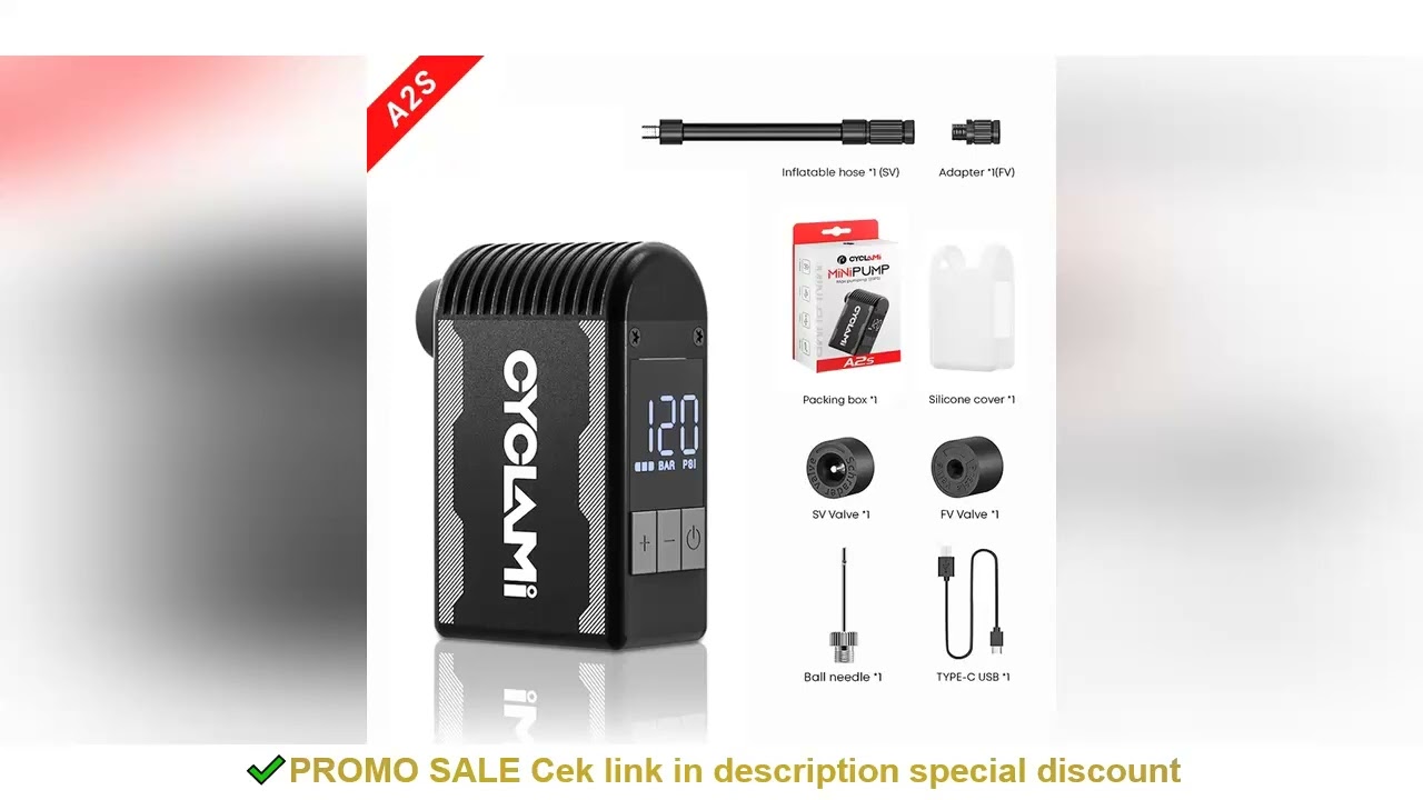 CYCLAMI 120PSI Portable Bike Electric Air Pump Schrader Presta Valve Road MINI Fast Compressor for B