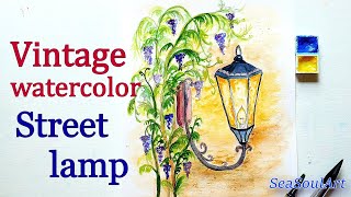 How to paint the Street Lantern | Old Town painting #SpringFlowersArtChallenge