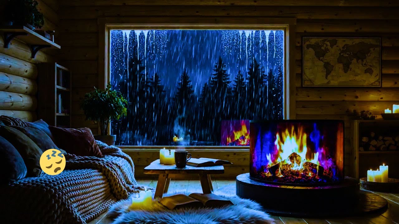 Cozy Cabin Rain Sounds for Deep Sleep 🌧️🔥 | Rainy Night Cabin Ambience ...