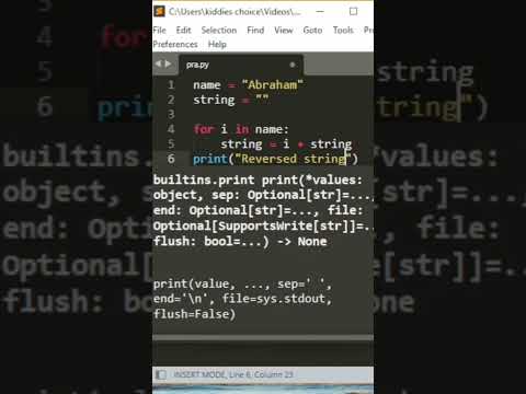 Reversing a string without using any built in function in Python|# ...