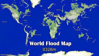 World Flood Map | How will Earth Change if all the ICE Melts  | Sea Level Rise 0 to 8844 Meters