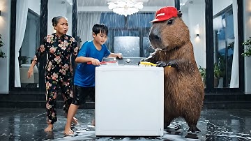 Capy cùng anh và cách lau máy giặt siêu sạch #capybara #vuive #giaitri #cuocsongcuacapy