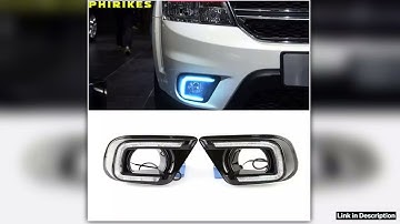 2PCS LED Car Daytime Running Light Fog Lamp Hole Turn Signal DRL For Dodge Journey FIAT Freemont 20