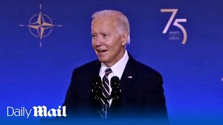 Celebrity 'I realised I was talking to your wife': Biden almost makes disastrous slip-up during NATO speech Profile