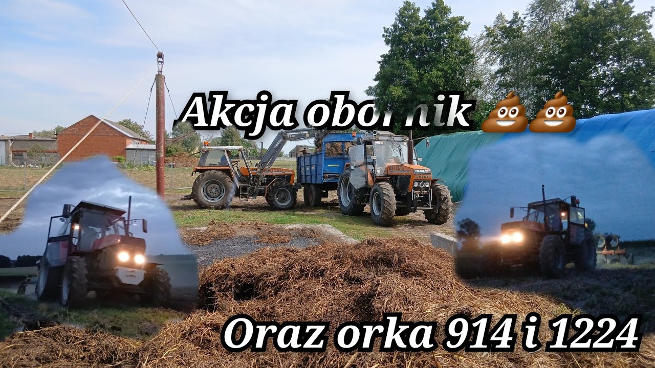 Akcja obornik 💩💩 w akcji 3 misie ogień🔥🔥 we wsi. 914 & Kverneland, 1014 & Fortschritt, 1224 & akpil.