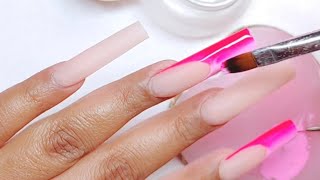 ACRYLIC NAILS FOR BEGINNERS/ 2 TONE PINK OMBRÉ FRENCH?/ LONG TAPERED SQUARE NAILS