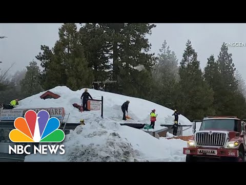 Californians stranded in snow after relentless winter storms.