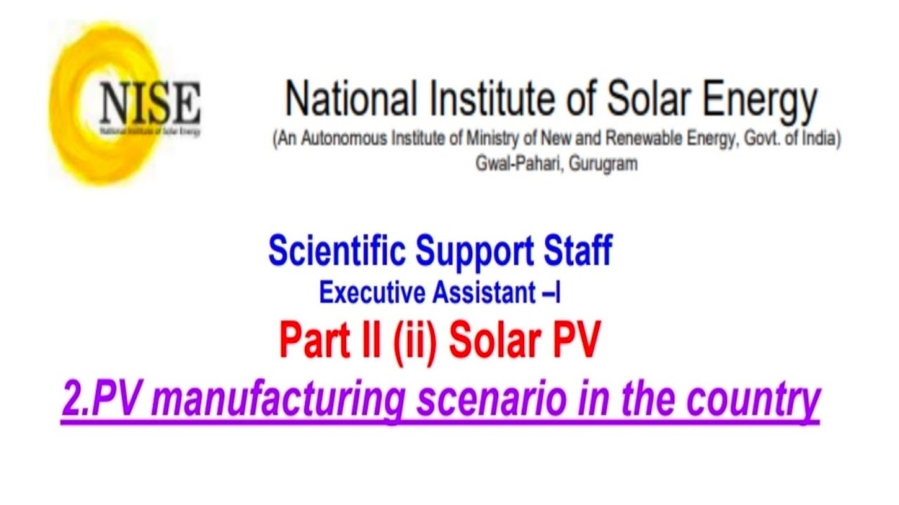 NISE EA-I  PV manufacturing scenario in the country