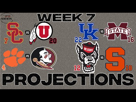 College Football 2022 Week 7 Projections | FSU-CLEM | Miss St-UK | USC-Utah | NC State-Syracuse