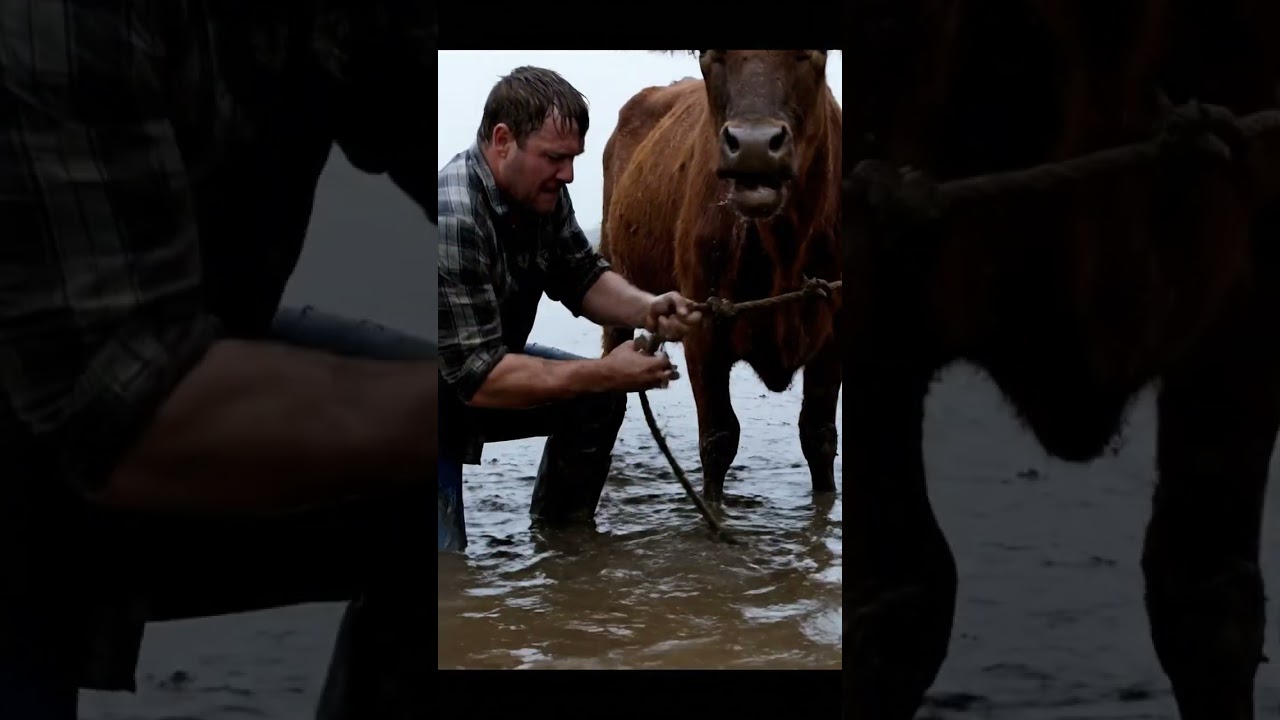 Brave Farmer Saves Cow From Flooded Field 🐄💧 | Saving Earth’s Souls