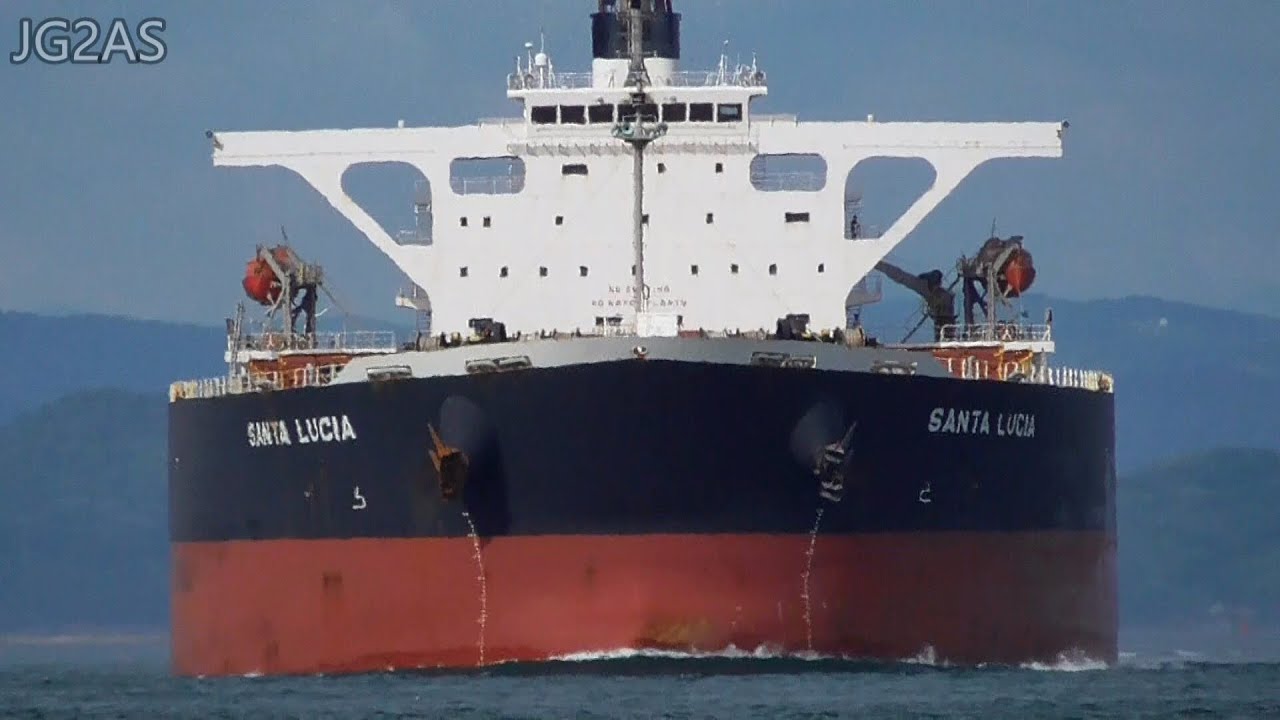 巨大船] SANTA LUCIA バラ積み船 Bulk carrier 三菱鉱石輸送 関門海峡 